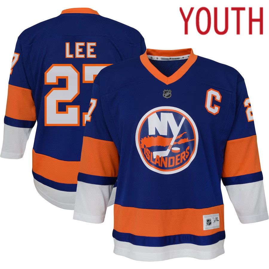 Youth New York Islanders #27 Anders Lee Blue Replica Player NHL Jersey->youth nhl jersey->Youth Jersey